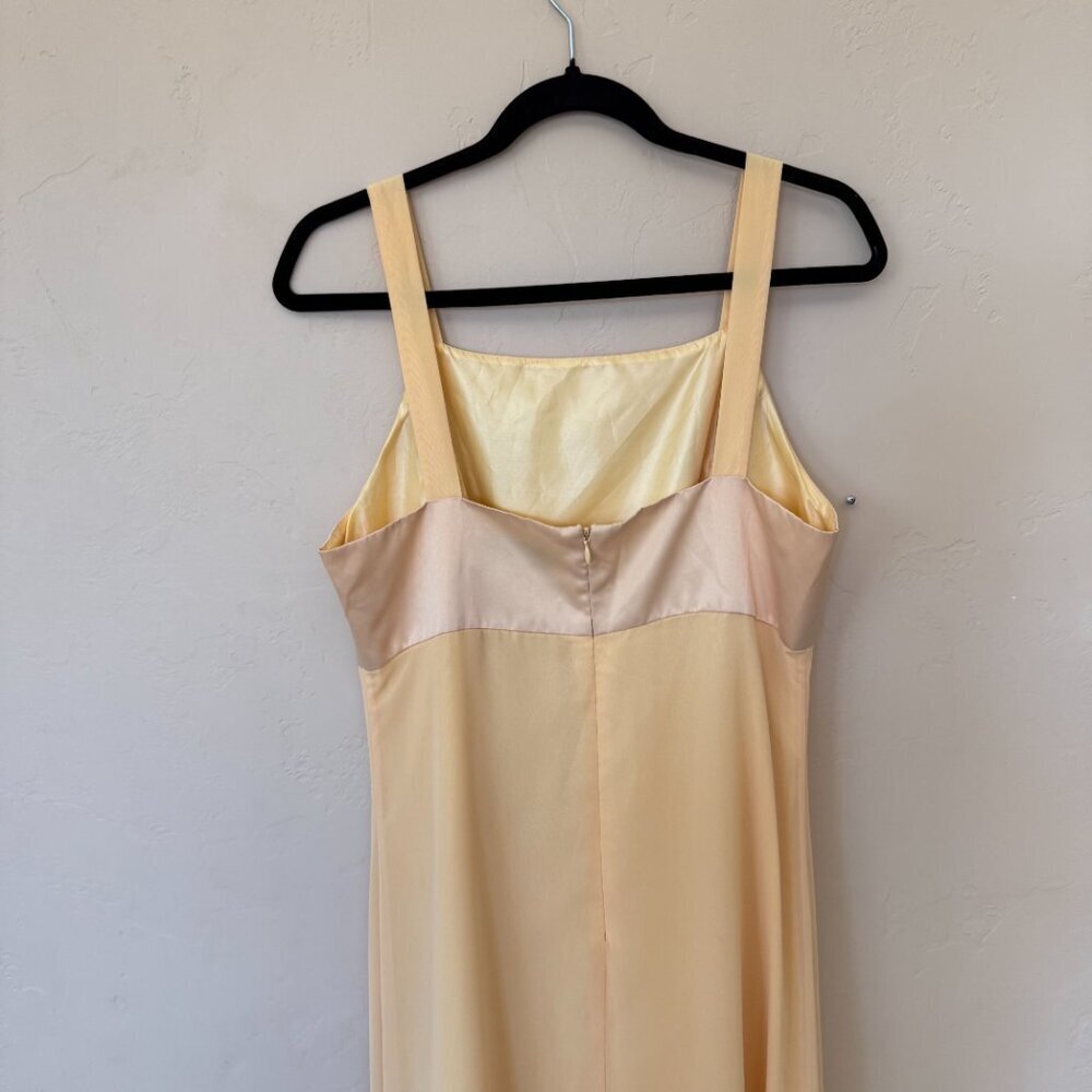 Papell Boutique Yellow Maxi Dress Formal Chiffon Prom Bridesmaid Dress 12 - Picture 7 of 9